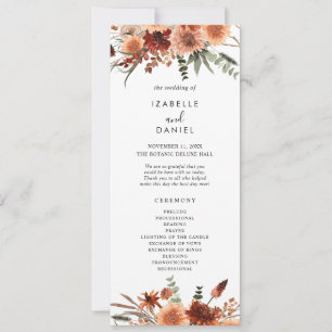 Terracotta Botanical Wedding Ceremony Program Invitation