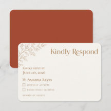 Terracotta Botanical Wedding RSVP Card
