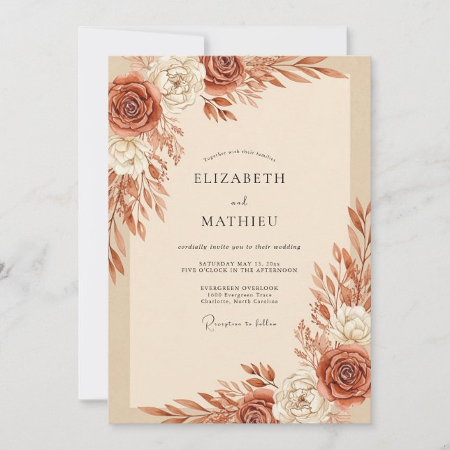 Terracotta Bountiful Autumnal Wedding Invitation (Front)