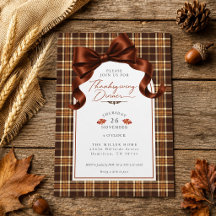 Terracotta Bow Autumn Plaid Thanksgiving Dinner