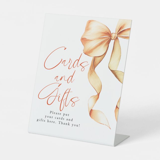 Terracotta Bow Cards and Gifts Bridal Shower Pedestal Sign (Front)