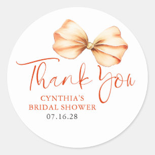 Terracotta Bow Favors Thank You  Classic Round Sticker