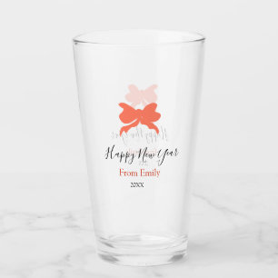 Terracotta bow happy new year name year boho retro glass