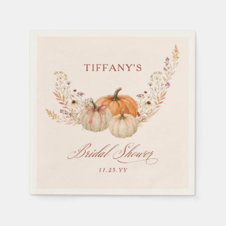 Terracotta Bow Pumpkin Floral Fall Bridal Shower Napkin