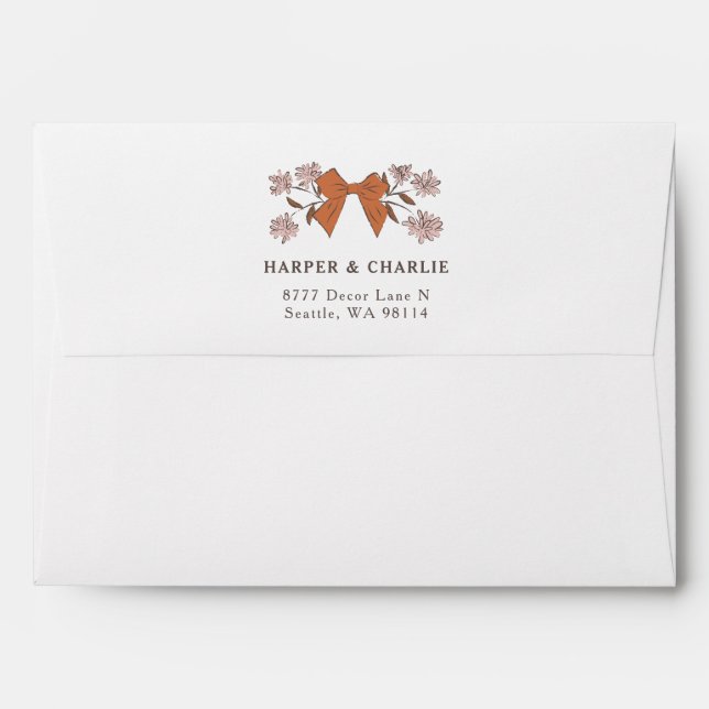 Terracotta Bow Wedding Return Address  Envelope (Back (Top Flap))