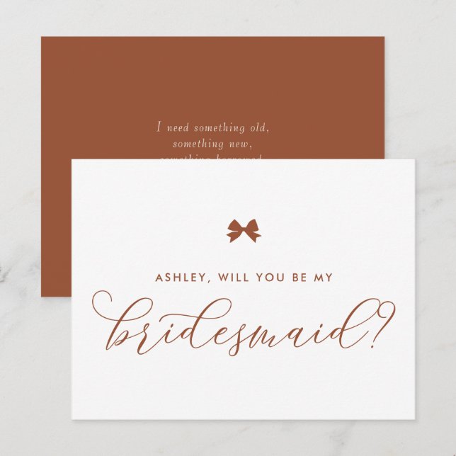 Terracotta Bow Will You Be My Bridesmaid Card (Front/Back)