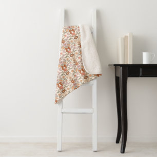 Terracotta Bows and Blossoms Rustic Sherpa Blanket
