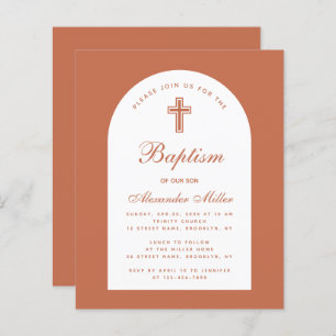  Terracotta Boy Baptism Budget Script Invitation 
