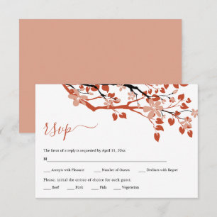 Terracotta branch flowers floral wedding RSVP card