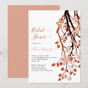 Terracotta branch with flowers bridal shower  invitation