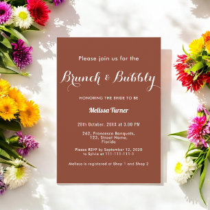 Terracotta Bridal Brunch Bubbly Simple Invitation