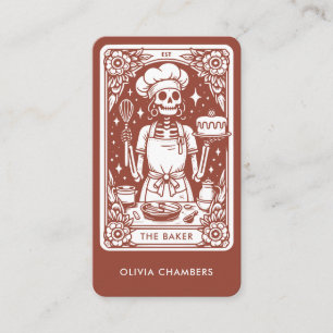 Terracotta Brown Baker Tarot Skeleton Pastry Chef Business Card