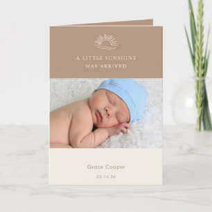 Terracotta Brown Boho Photo Baby Announcement Card