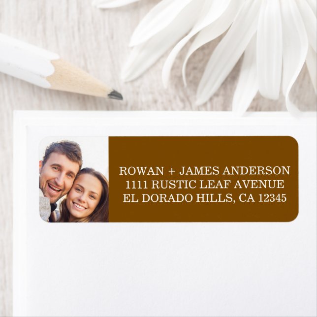 Terracotta Brown Elegant Return Address Label (Insitu)