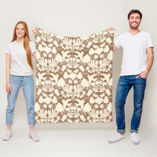 Terracotta Brown Folk Art Otomi Symmetrical Patter Fleece Blanket