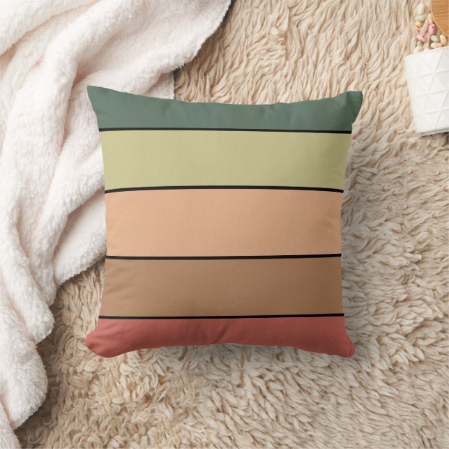 Terracotta Brown Green Black On Watercolor Paper Cushion (Blanket)