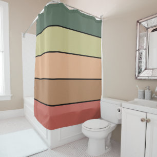 Terracotta Brown Green Black On Watercolor Paper Shower Curtain