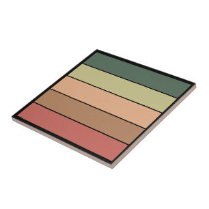 Terracotta Brown Green Black On Watercolor Paper Tile
