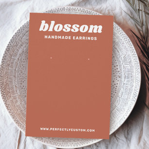 Terracotta brown retro font logo earring card