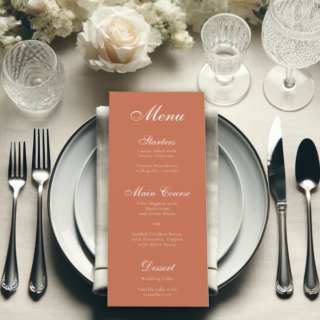 Terracotta Brown Simple Elegant Script Calligraphy Menu (Creator Uploaded)