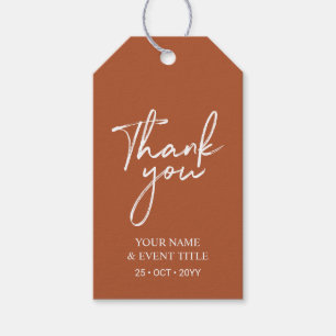 Terracotta Brush Lettering Party Favour Thank you Gift Tags