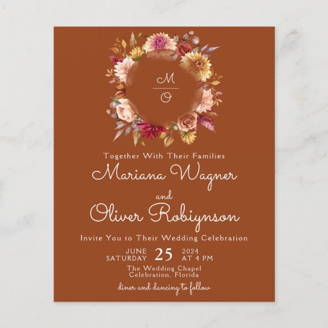 Terracotta Budget Romantic Fall Floral Wedding (Front)