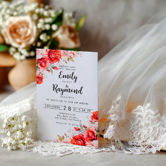 Terracotta Burgundy Blush Floral Vellum Overlay Invitations