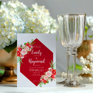 Terracotta Burgundy Blush Floral Wedding Invitation