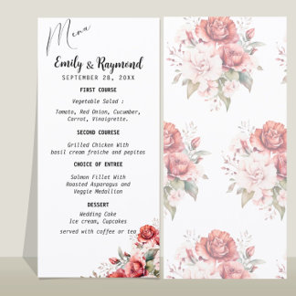 Terracotta Burgundy Blush Floral Wedding   Menu