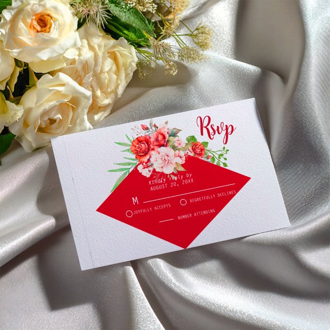 Terracotta Burgundy Blush Floral  Wedding  RSVP Card (Creator Uploaded)