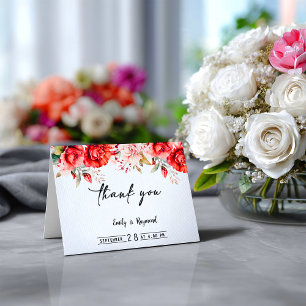 Terracotta Burgundy Blush Floral Wedding Thank You Card