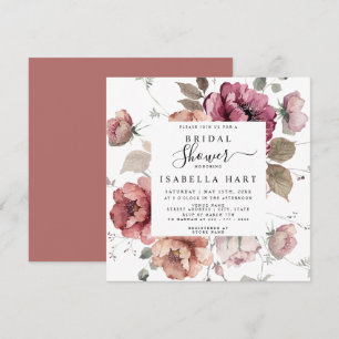 Terracotta Burgundy Fall Boho Floral Bridal Shower Invitation