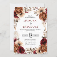 Terracotta Burgundy Mauve Floral Geometric Wedding