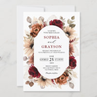 Terracotta Burgundy Mauve Floral Geometric Wedding
