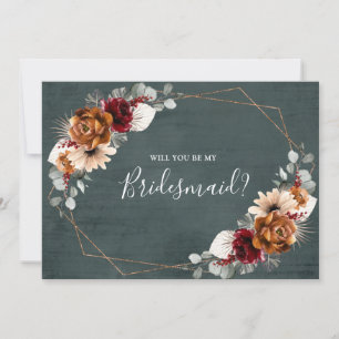 Terracotta Burgundy Will You Be My Bridesmaid Invi Invitation