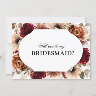 Terracotta Burgundy Will You Be My Bridesmaid Invitation
