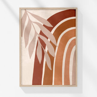 Terracotta Burnt Orange Abstract Rainbow Wall Art