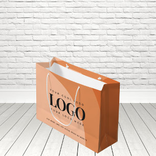Terracotta Burnt Orange Add Your Business Logo Large Gift Bag