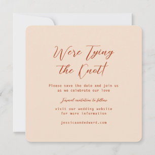 Terracotta Burnt Orange & Beige Boho Rustic Modern Save The Date