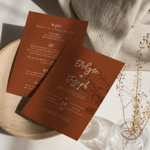 Terracotta Burnt Orange Boho All In One Wedding Invitation