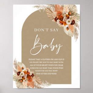 Terracotta burnt orange boho arch Don't say baby Poster