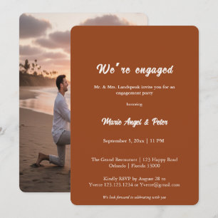 Terracotta Burnt Orange Boho Photo Engagement Invitation