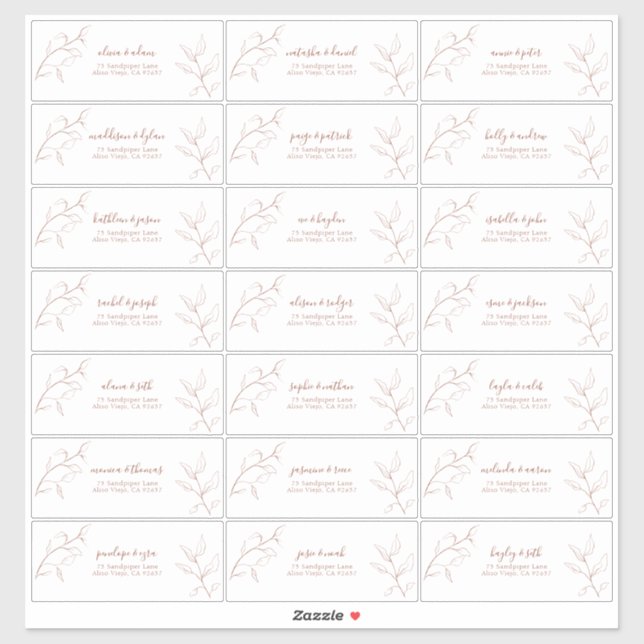 Terracotta Burnt Orange Botanical Guest Address (Sheet)