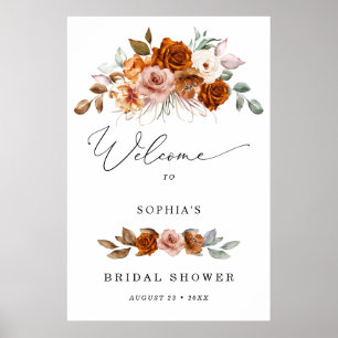 Terracotta Burnt Orange Bridal Shower Welcome   Poster