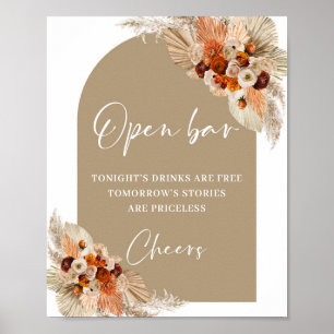 Terracotta burnt orange burgundy boho open bar  poster