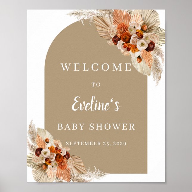 Terracotta burnt orange burgundy boho welcome sign (Front)