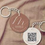 Terracotta Burnt Orange Chic Key Ring<br><div class="desc">Terracotta Key Chain. This contemporary gift key chain template for you to personalise for the perfect event. Modern bridesmaid gift with Burnt Orange design.
Minimalist key ring showcasing beautiful calligraphy script.
Modern and simple key pendant designed digitally.</div>