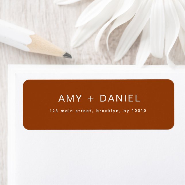 Terracotta Burnt Orange Chic Return Address Label (Insitu)
