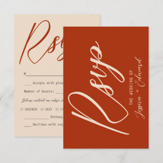 Terracotta Burnt Orange Chic RSVP Calligraphy Card