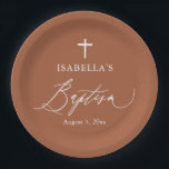 Terracotta Burnt Orange Cross Baptism Party Plates<br><div class="desc">Terracotta Burnt Orange Cross Baptism Party Plates</div>